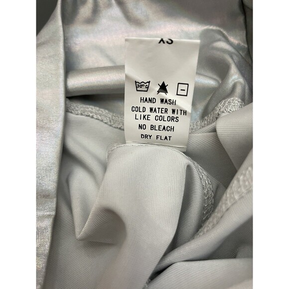 Silver High Waist Leggings Sz XS Yoga Pants Mesh Inserts Athletic Gym Exercise - Picture 7 of 8